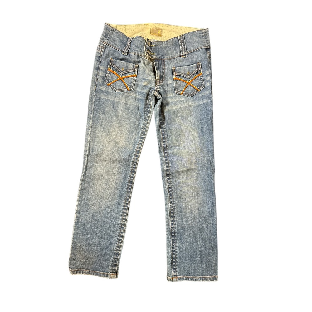 Z. Cavaricci Stretch Jeans –‎ Juniors 7 – Light Wash – Embroidered Flap Pockets